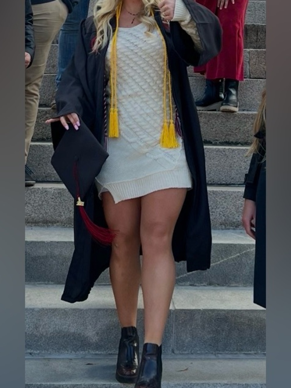 Free People Cream Cable-Knit Long Sleeve Sweater Dress